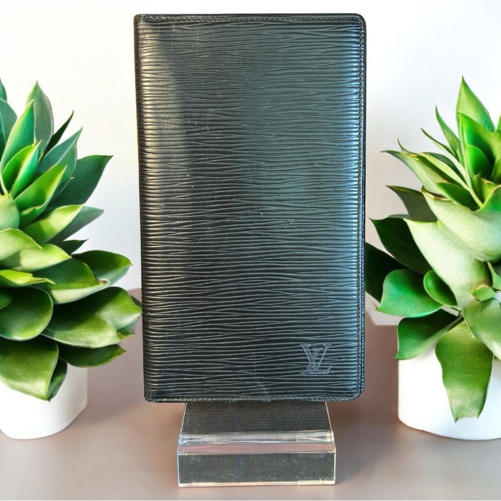 Louis Vuitton Black Epi Leather Long Slim Bifold Brazza Unisex Wallet  A74 - Picture 8 of 12